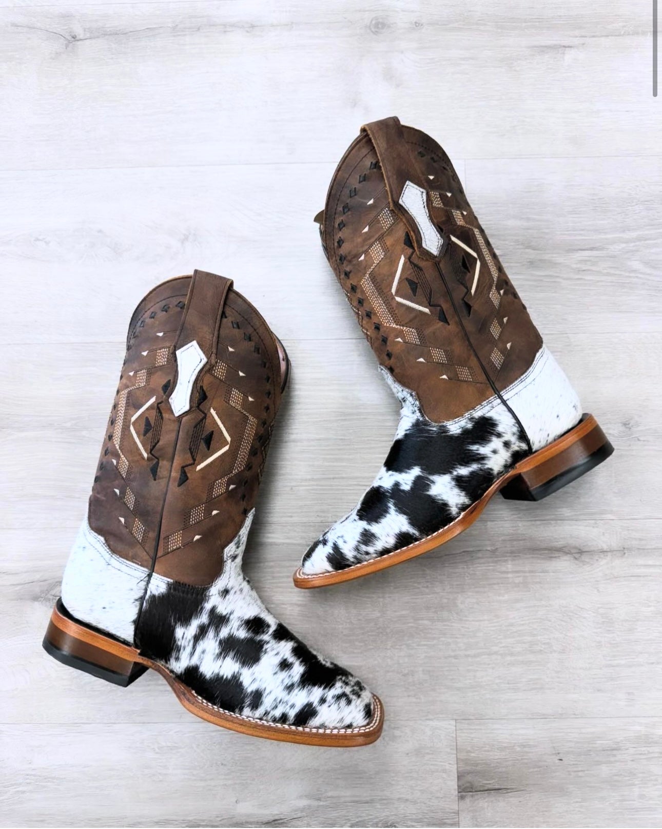 Black and White Hairon Cowhide Boots