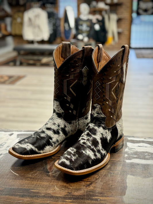 Black and White Hairon Cowhide Boots