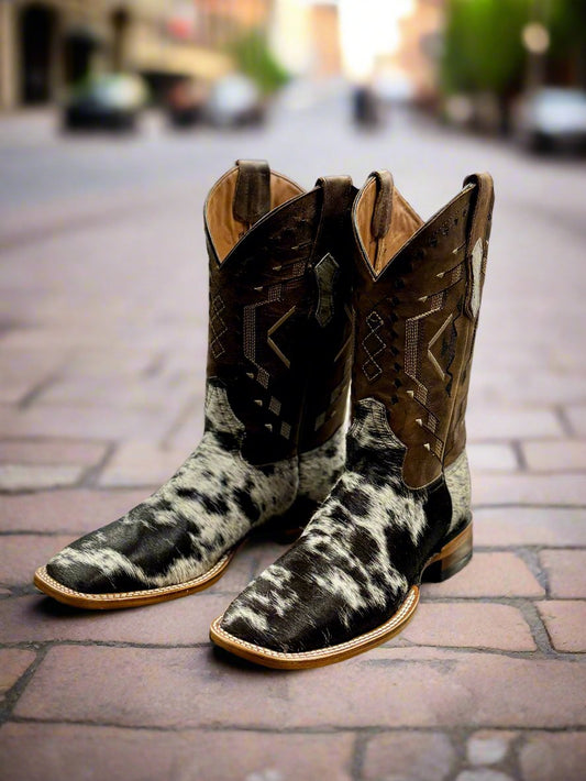 Black and White Hairon Cowhide Boots