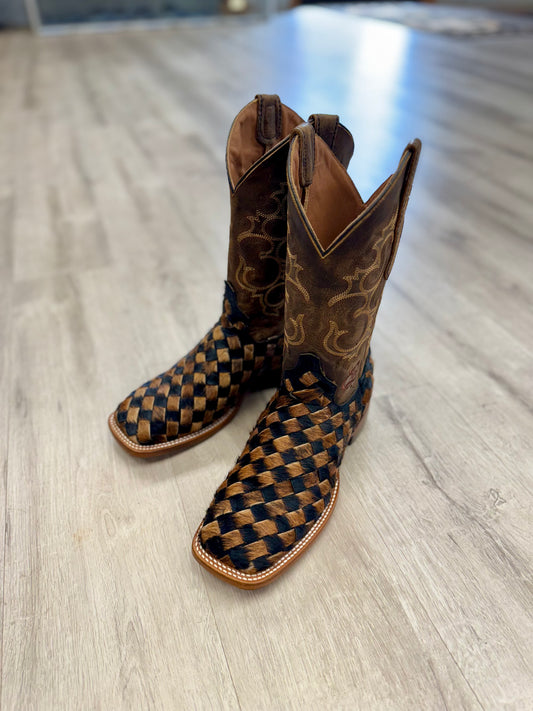Woven Cowhide Boots Hairon